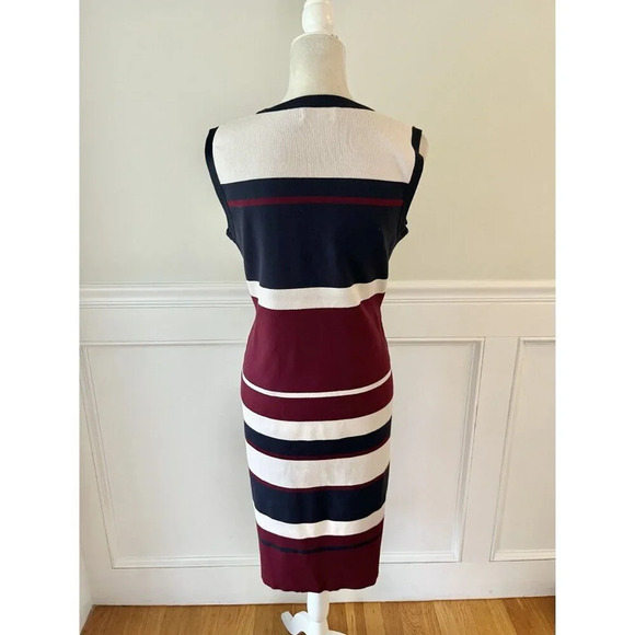 Hobbs London Grace Dress Stretch Knit Striped Blue Burgundy 10 - Picture 9 of 12